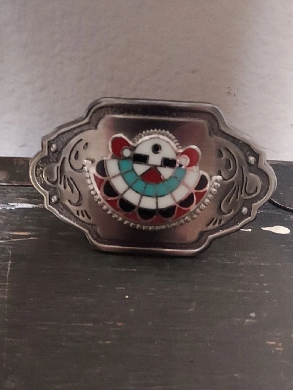 ​☀️ Vintage Southwestern Zuni Sunface Belt Buckle